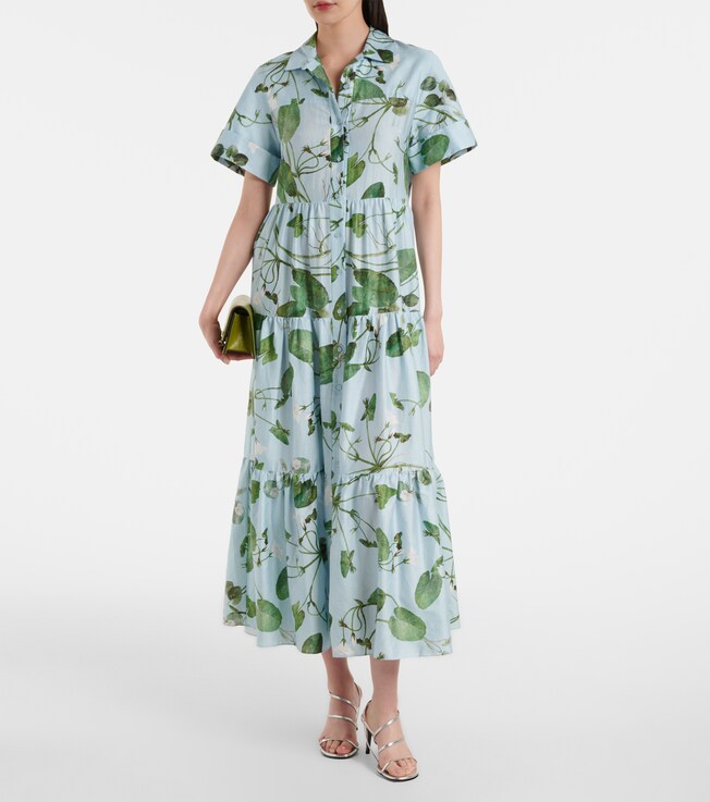 Erdem Tiered floral cotton midi dress