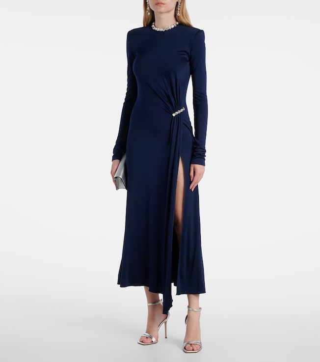 David Koma Crystal-embellished gathered midi dress