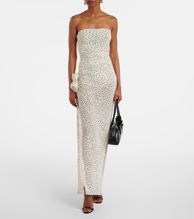 Magda Butrym Floral-appliqué polka-dot maxi dress
