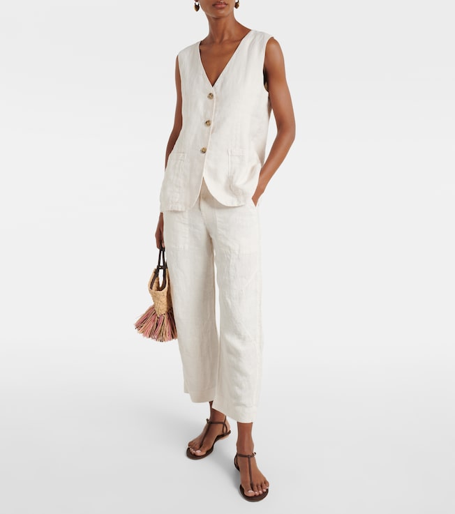 Velvet Issa linen barrel-leg pants