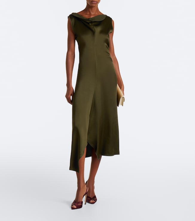 Victoria Beckham Draped asymmetric satin midi dress