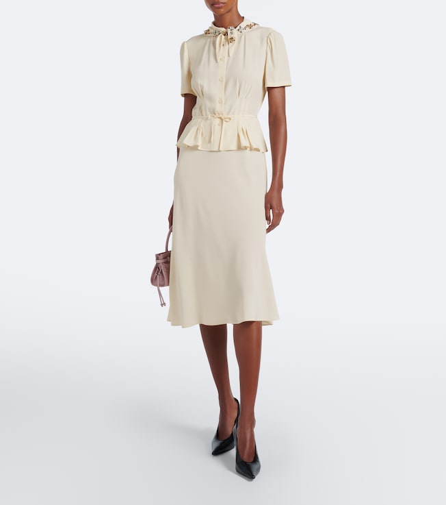 Prada Embellished silk crêpe midi dress
