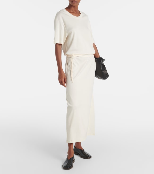 Lemaire Belted cotton jersey midi dress