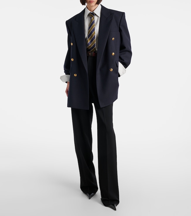 Saint Laurent Double-breasted wool chiné blazer