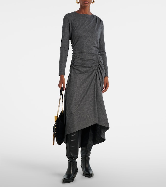 Veronica Beard Theodora ruched wool-blend midi dress
