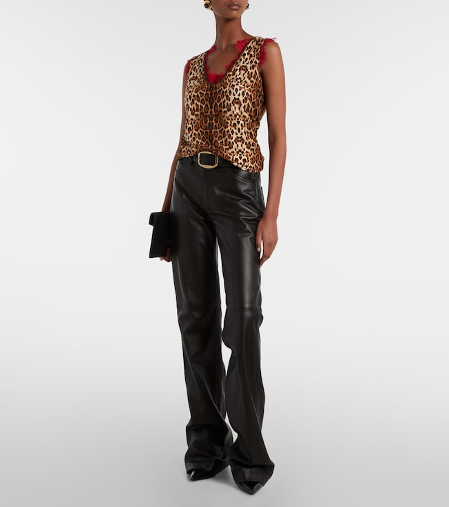 Jacques Wei Lace-trimmed leopard-print top
