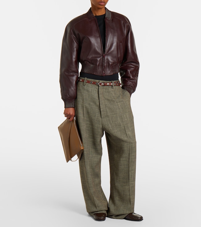 PHOEBE PHILO Cropped leather bomber jacket
