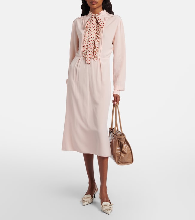 Prada Belted polka-dot silk midi dress
