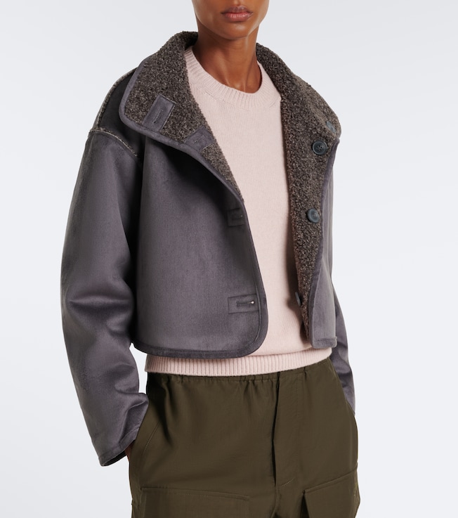 Velvet Esme teddy-lined cropped jacket