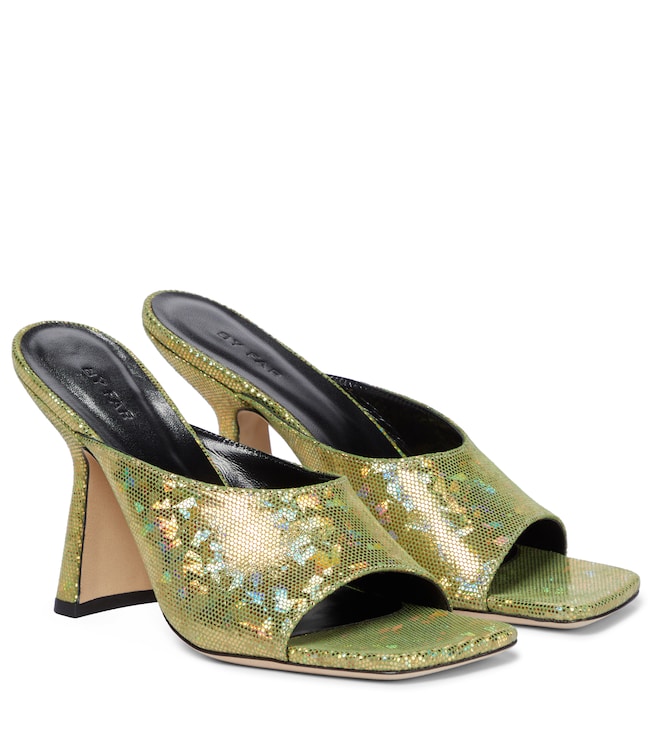 BY FAR Zaya holographic leather sandals