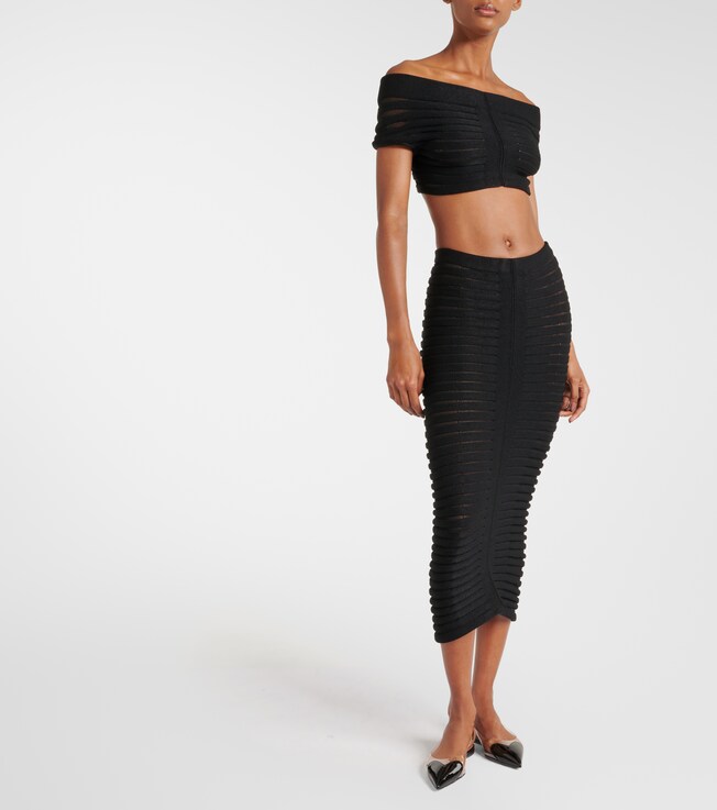 Alaïa Skeleton knitted midi skirt