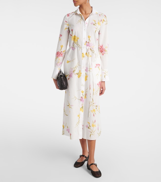 Erdem Floral cotton seersucker shirt dress