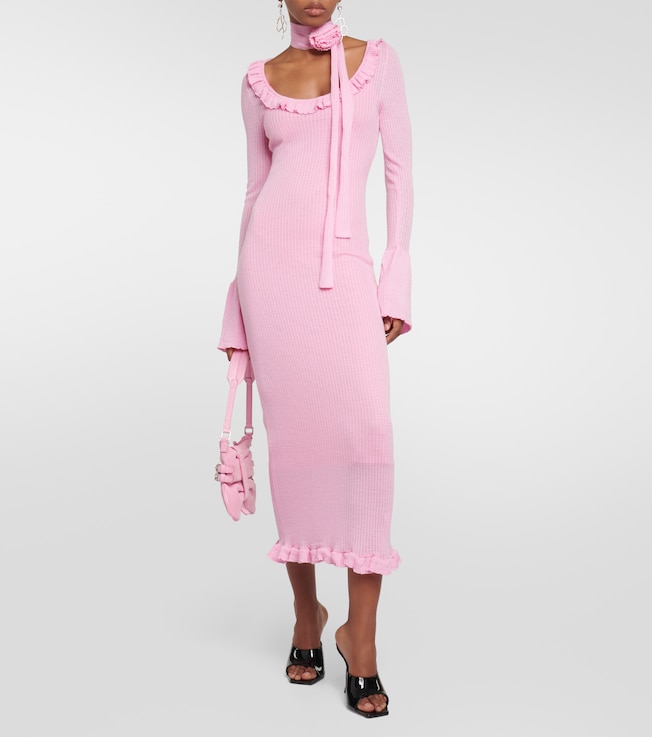 Blumarine Ruffled wool midi dress