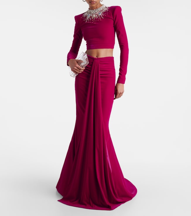 Miss Sohee Gemma embellished crop top and maxi skirt set