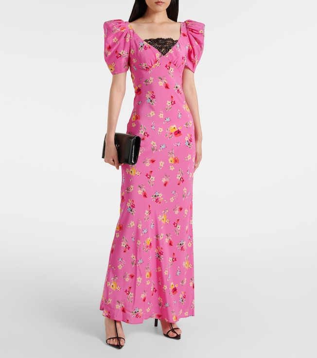 Rodarte Lace-trimmed silk maxi dress