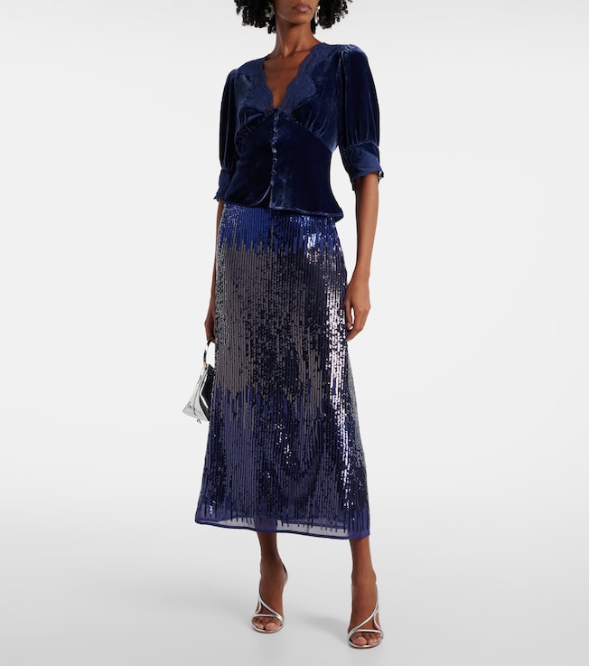 RIXO Kelly sequined midi skirt
