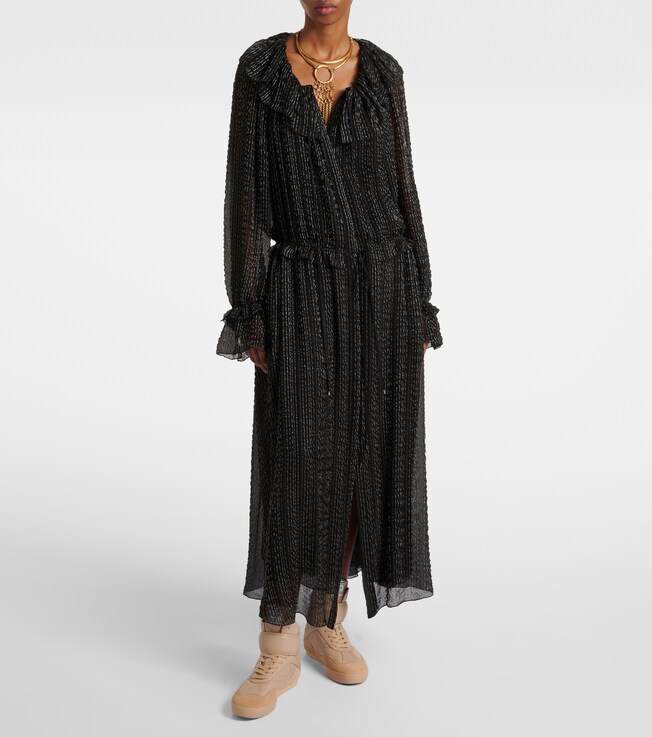 Chloé Ruffled gathered silk-blend gown