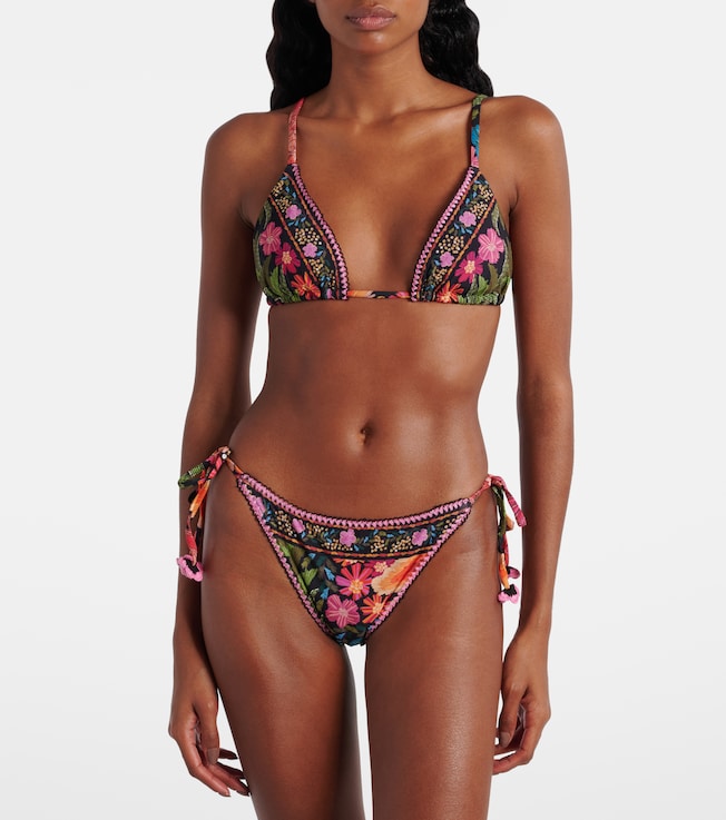 FARM Rio Stitched Garden Tapestry bikini top