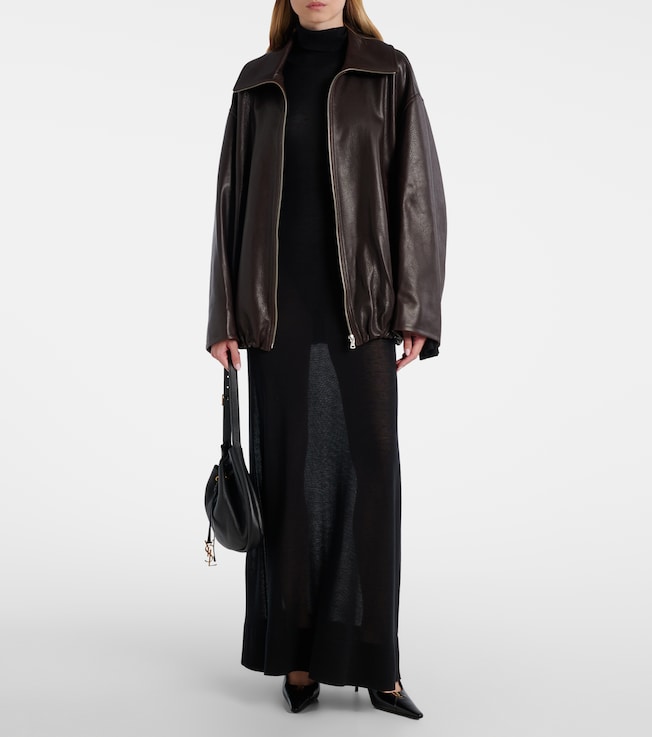 NOUR HAMMOUR Elisse leather bomber jacket