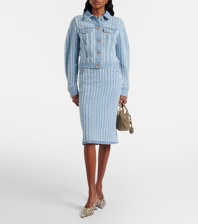 Nina Ricci Striped denim pencil skirt