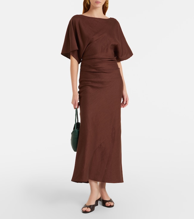 Staud Amelie linen-blend midi dress