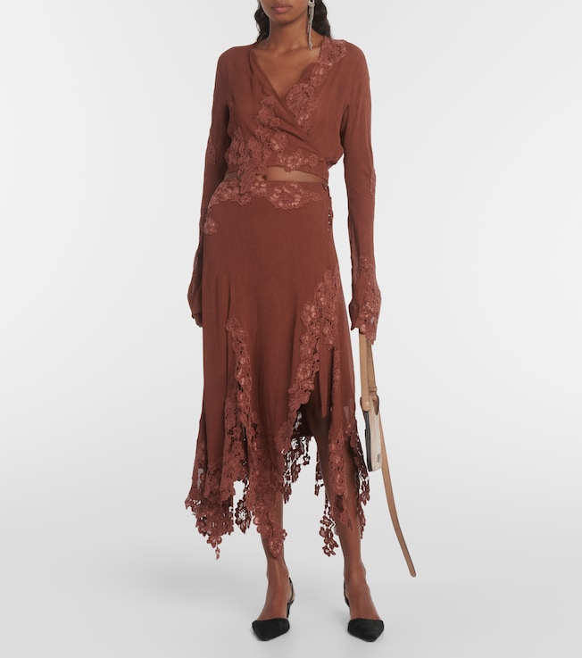 Acne Studios Floral lace-trimmed crop top