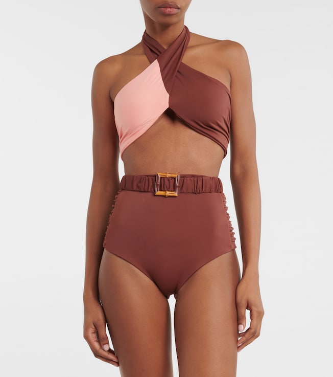 Johanna Ortiz Belted high-rise bikini bottoms