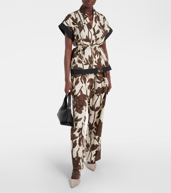 Brunello Cucinelli Printed cotton poplin cargo pants