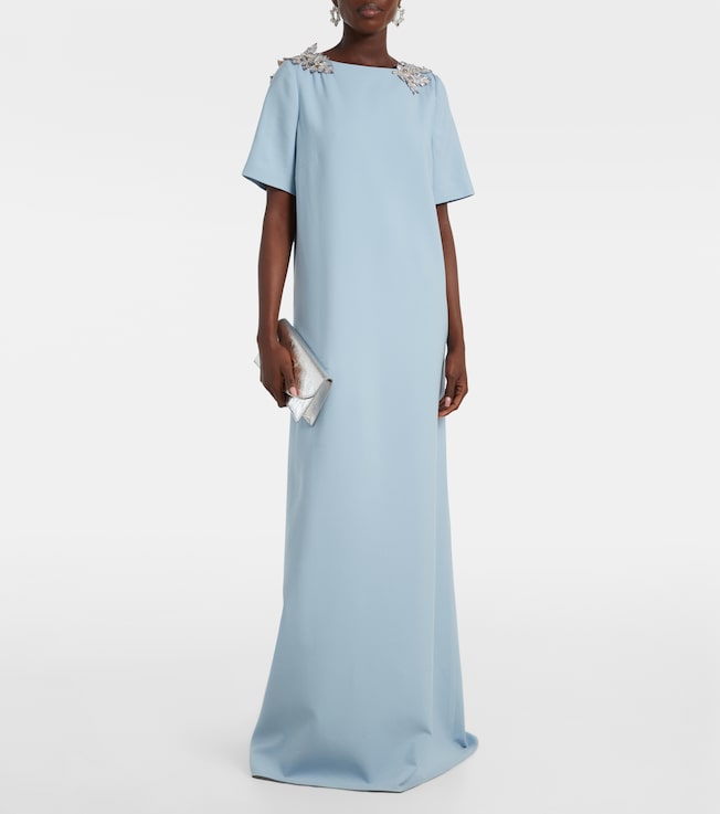 Oscar de la Renta Fern sequined wool-blend gown