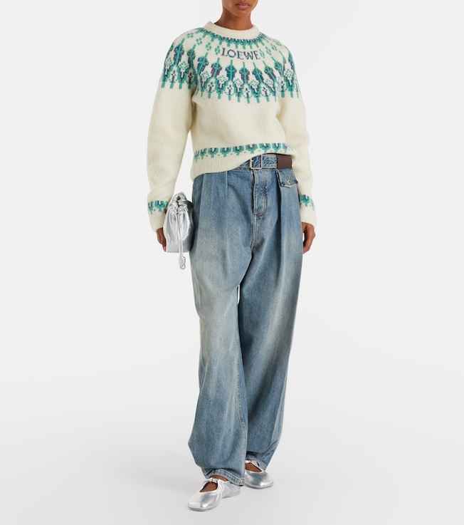Loewe Fair Isle sequined wool-blend sweater