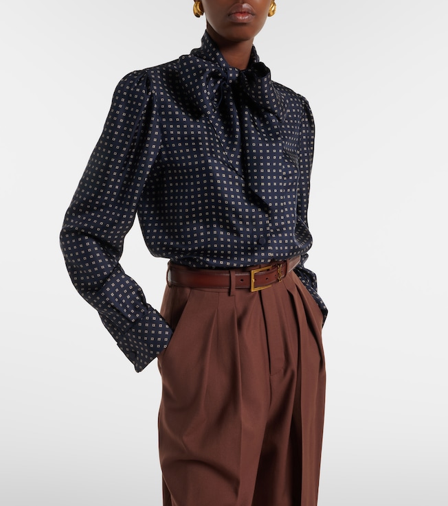 Saint Laurent Printed tie-neck silk crêpe de chine blouse