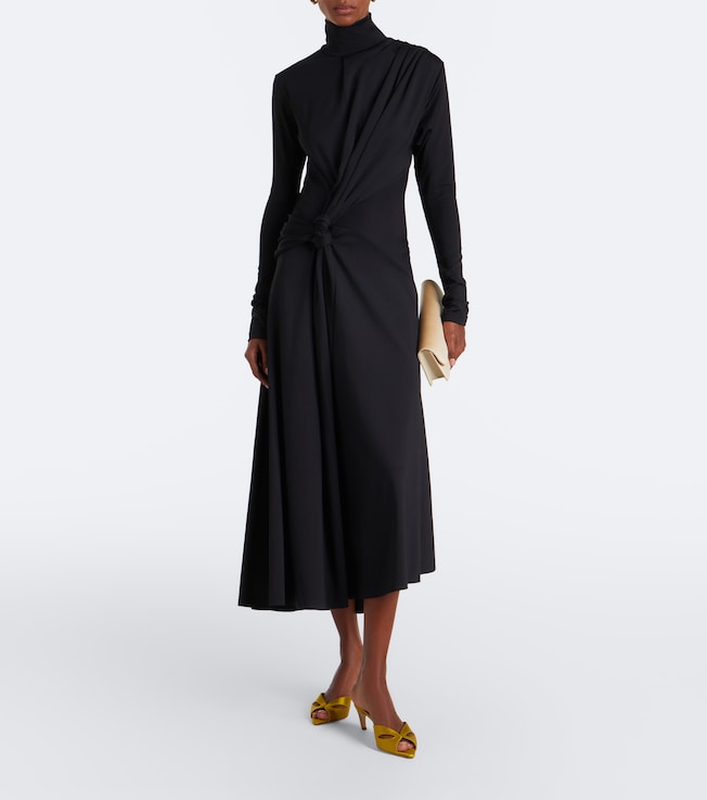 Victoria Beckham Letice gathered turtleneck jersey midi dress