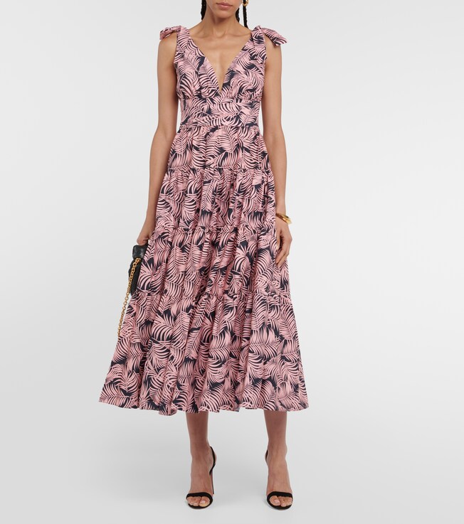 Carolina Herrera Tiered cotton-blend midi dress