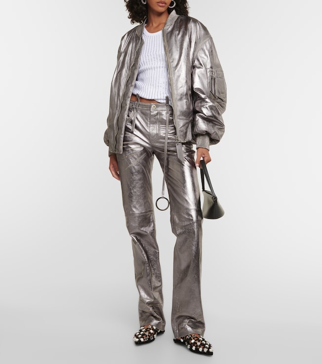 THE ATTICO Metallic leather bomber jacket