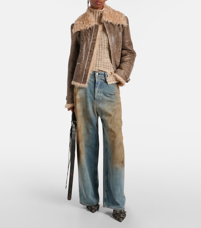 Acne Studios Shearling-trimmed leather jacket