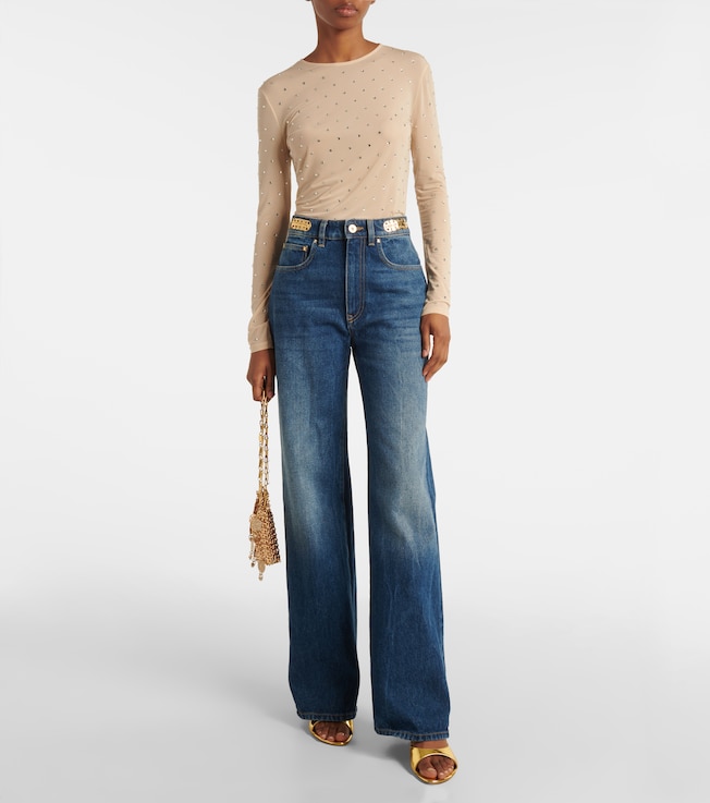 Rabanne Crystal-embellished semi-sheer top