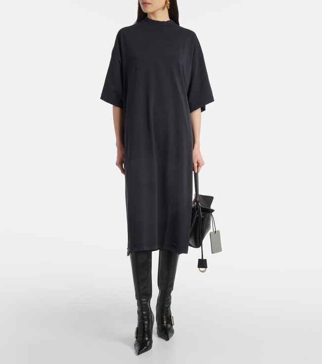 Balenciaga Logo cotton jersey midi dress