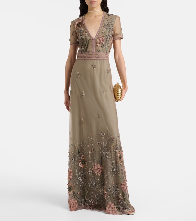 Costarellos Floral embellished gown