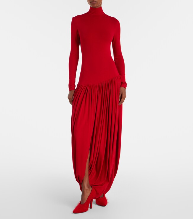 Magda Butrym Asymmetric pleated turtleneck maxi dress