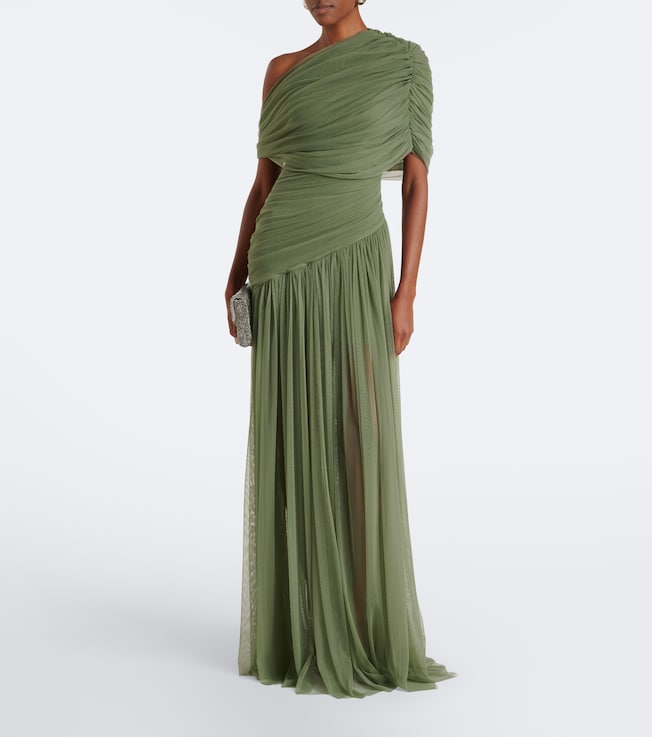 DE LA VALI De La Vali Himalia ruched one-shoulder tulle gown