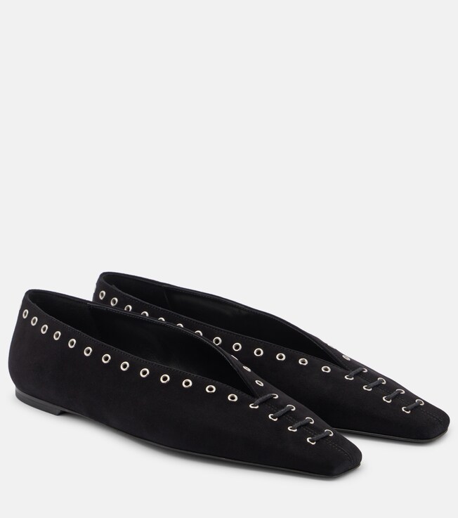 TOTEME Suede lace-up ballet flats