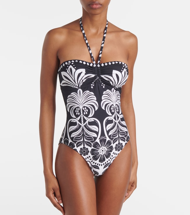 FARM Rio Flowers Leopards halterneck swimsuit