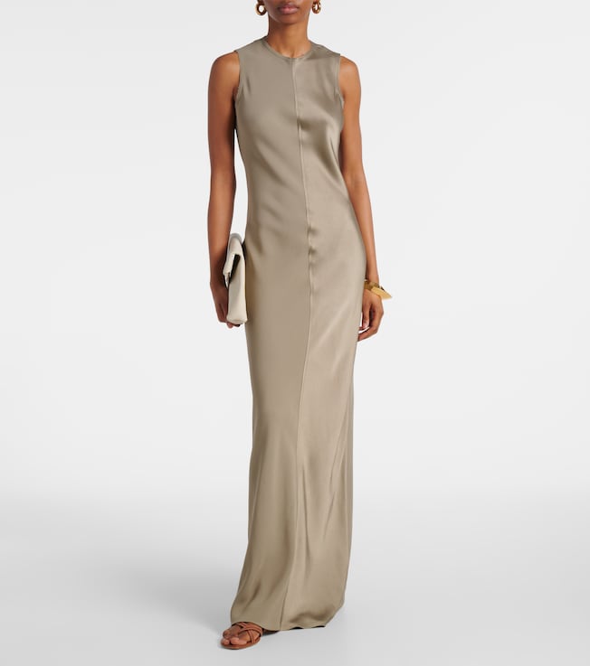 Ami Paris Paneled satin maxi dress