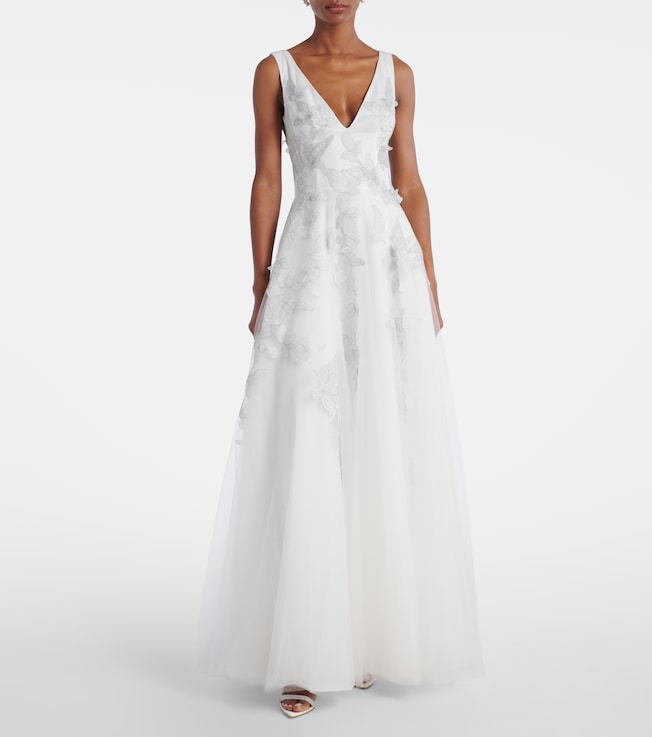 Costarellos Bridal open-back beaded tulle gown