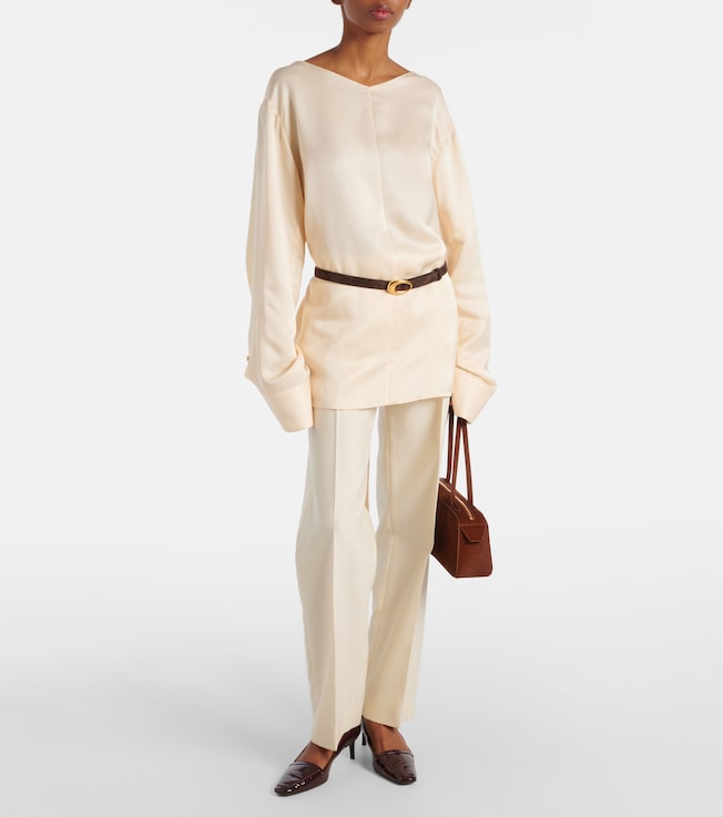 KHAITE Callen wool and silk straight pants