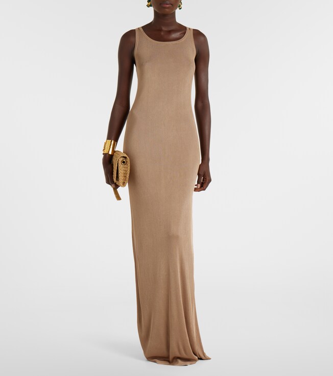 Saint Laurent Ribbed-knit maxi dress