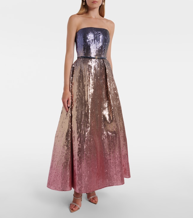 Elie Saab Ombré sequined strapless gown