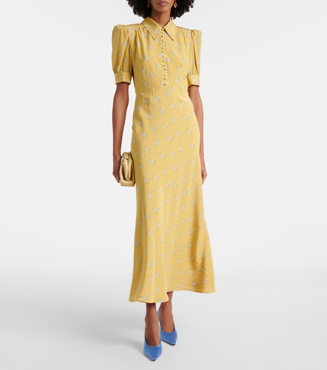 Alessandra Rich Floral silk midi dress