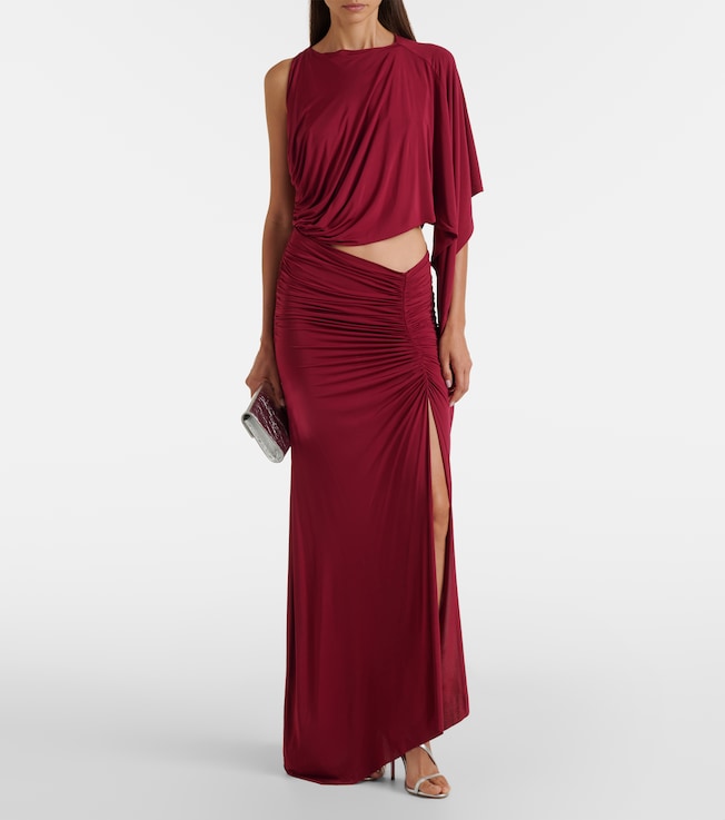 Alex Perry Asymmetric gathered jersey gown