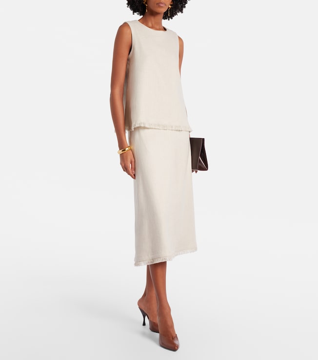 S Max Mara Fiocchi linen and cotton midi skirt